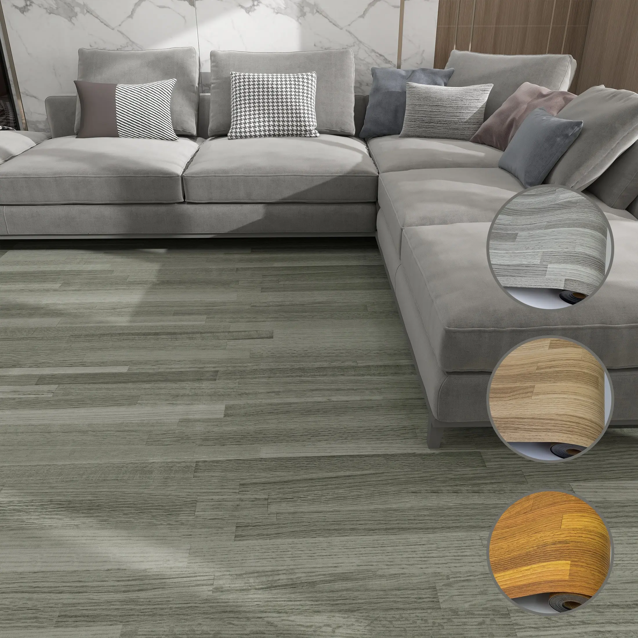 1 Roll 40cm×2/3/5/10m Self-Adhesive Wood Grain Floor Sticker, Waterproof Wear-Resistant Vinyl Flooring Roll, Easy Cut Removable Floor Decal for Living Room, Bedroom, Kitchen & Bathroom
