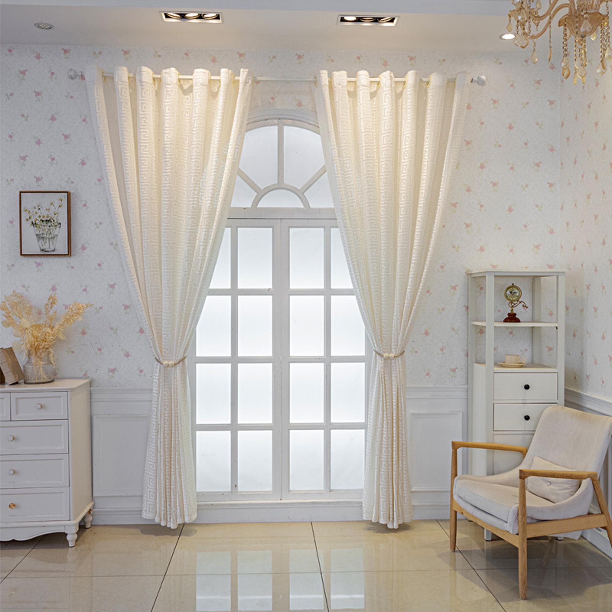 Luxury European Modern Embroidered Velvet Curtain, Semi-Transparent Drapes for Living Room Bedroom, Light Blocking, Decorative Privacy Protection