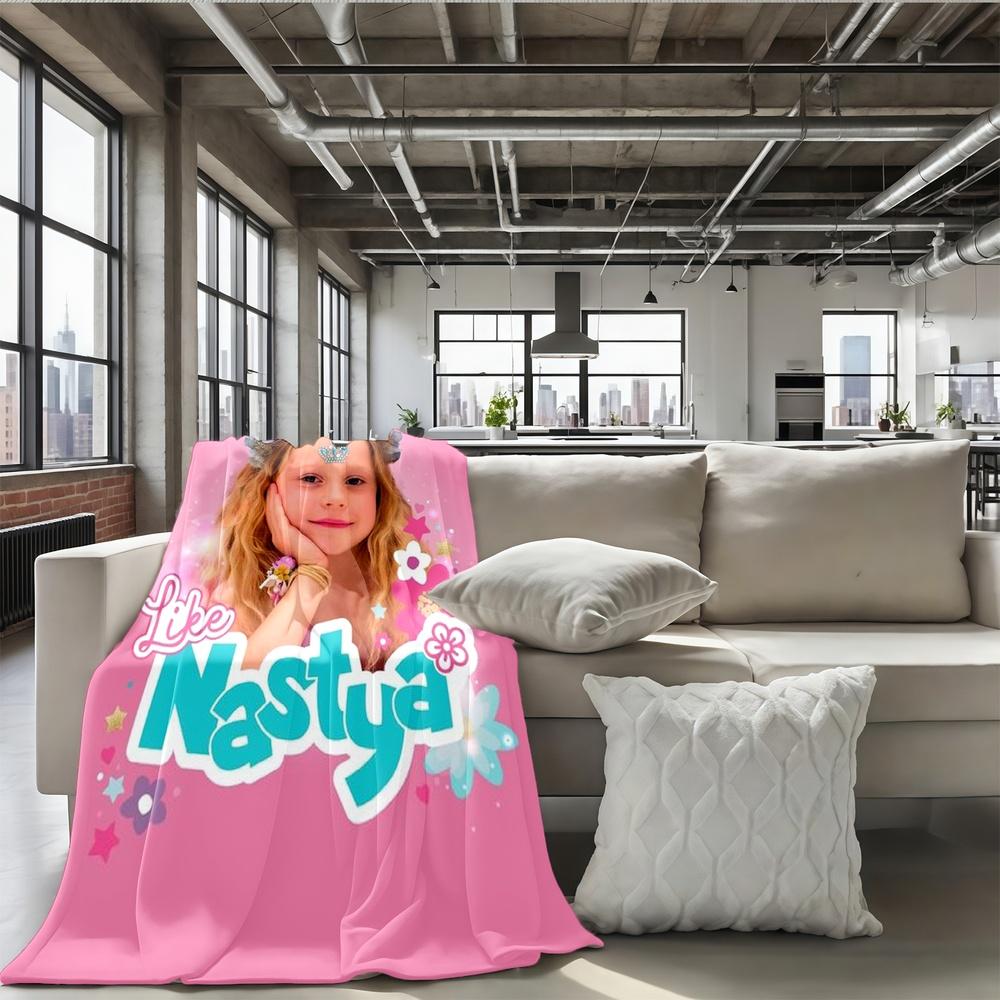 1pc Like Nastya Princess Floral Crown Design Flannel Fleece Blanket, Super Soft Cozy Warm Throw for Bed Sofa Couch Living Room, Office Travel Car, Decorative Gift Idea