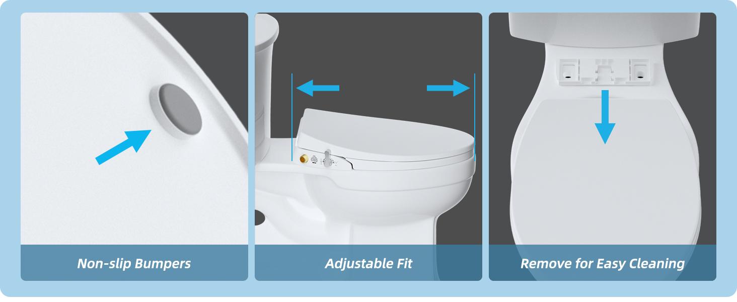 Hibbent Elongated Bidet Toilet Seat with Slow Close, Non-Electric Bidet Attachment for Toilet Seat with Dual Nozzle, Bidet Sprayer with Adjustable Self-Cleaning Nozzles