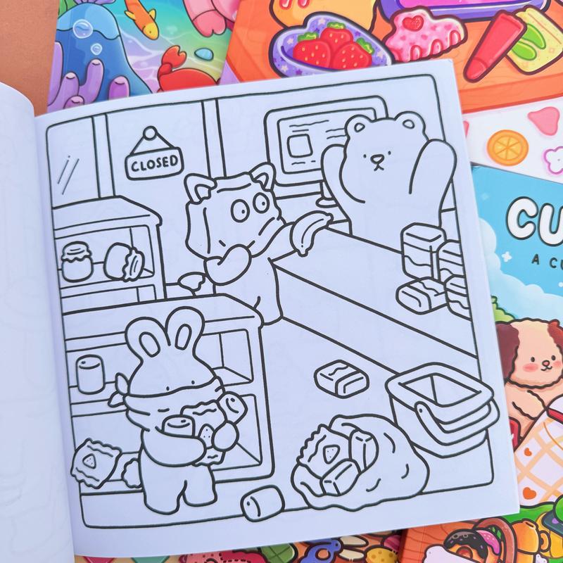 3/6-Piece Cute Theme Coloring Book Set, Stress Relief Coloring Gift Book for Kids, Ideal Art Supplies for Daily Drawing, Travel and Bedtime Activities