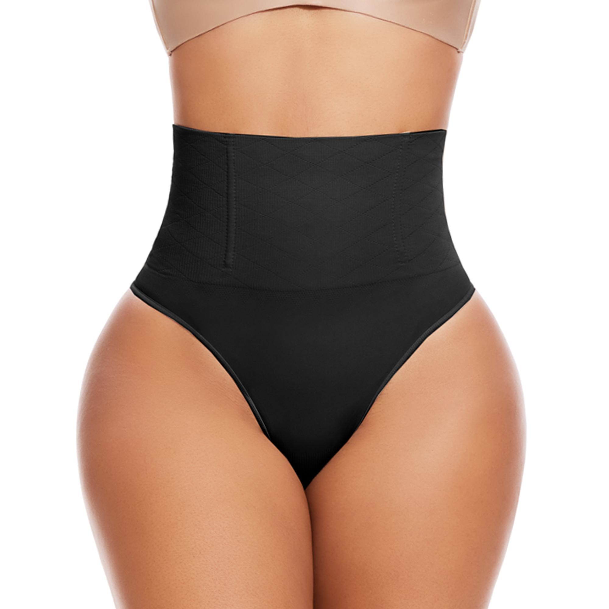 Women's High Waist Shapewear Panties, Tummy Control & Butt Lifting Style, Solid Spandex Underwear with Boned Support for Plus Size Tummy Flattering, Basic, Plussize, Lightweight