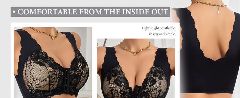 2 Pack Women’s Front Closure Lace Bras,Comfortable  Seamless Soft full coverage Womenswear Bridal bras women minimizer bra