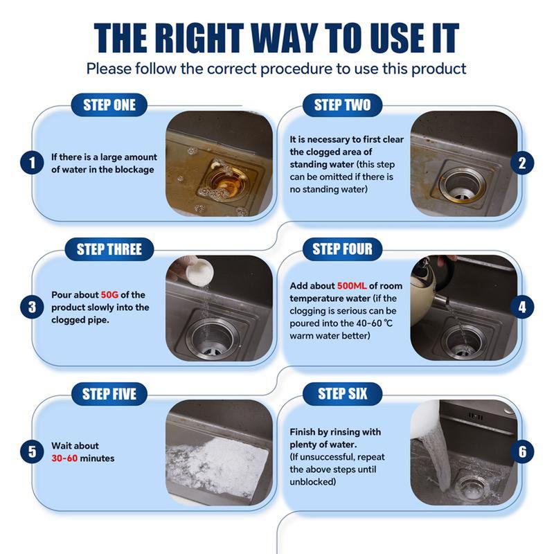 Dissolves 200 Types of Clogs Kills 99% Bacteria for Kitchen Sinks Shower Drains Bathtubs