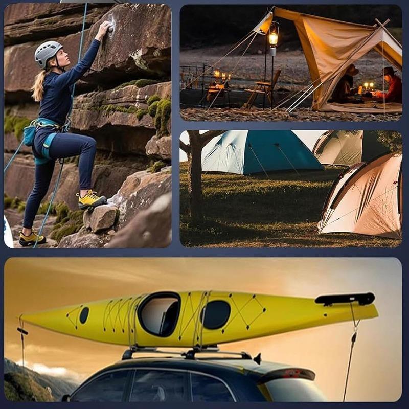 8-Piece rope set with roller tensioner with locking buckle for safe binding, suitable for camping, boating and outdoor activities