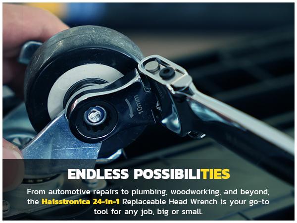 haisstronica 12 in 1 Interchangeable Heads Ratcheting Combination Wrench Set, 8-19mm Metric Flex Head Ratchet Wrench Tool for Auto, Tools for Men Gift,Father's Day Gift