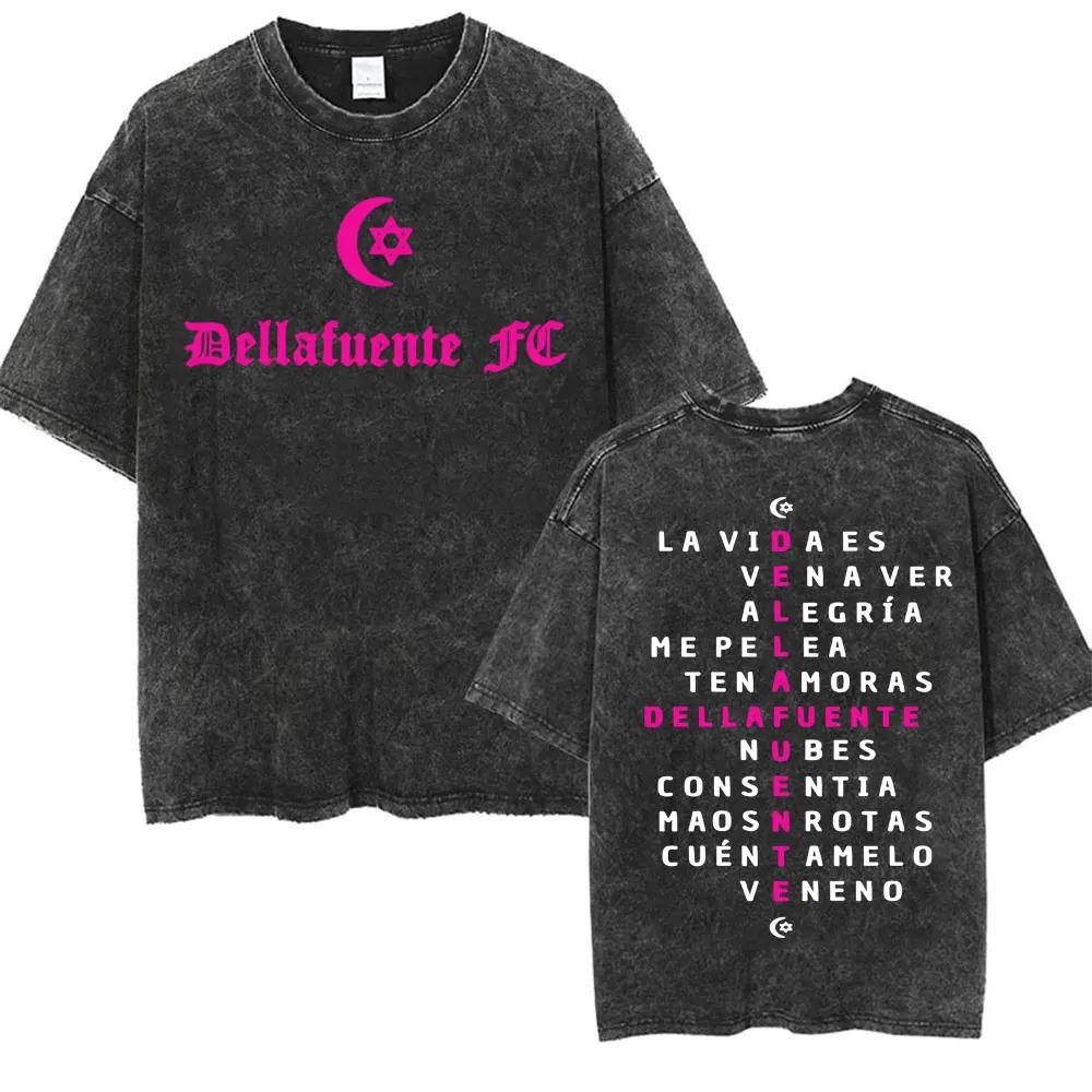Rapper Dellafuente 2025 Tour Vintage Washed T-shirt Men Women Summer Fashion Short Sleeve T Shirt Oversized 100% Cotton T Shirts