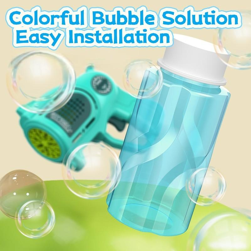 21-Hole Automatic Water Absorption Mini Space Electric Bubble Machine  with 1 Bottles Solution  60ml Bubble Gun for  Kids 3-8  Party Favors Summer Outdoors Wedding Toys Gifts for Boys Girls