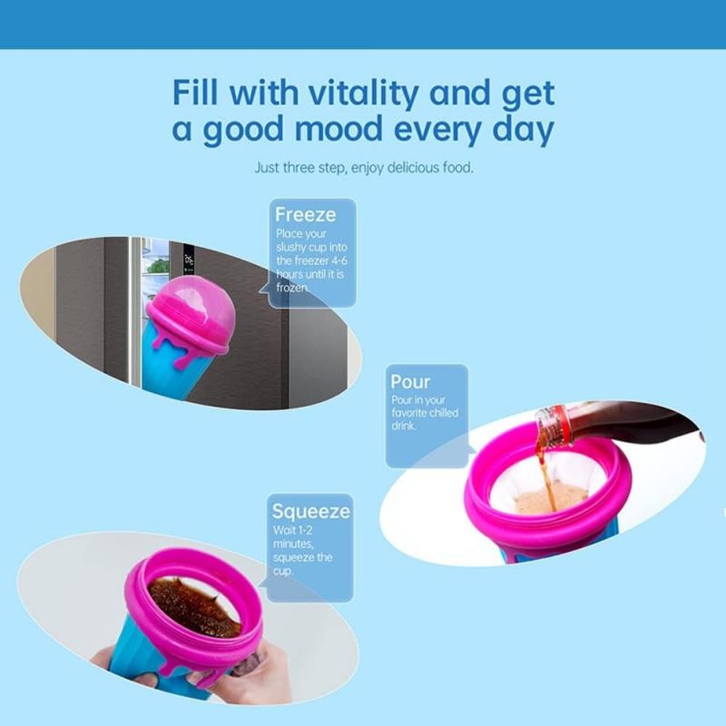 Magic Slushy Maker Squeeze Cup Slushie Maker,Slushie Maker, Large Capacity Magic Quick Frozen Smoothies Cup, Double Layer Squeeze Cup Slushy Maker, Homemade Milk Shake Ice Cream Maker DIY for Children and Family