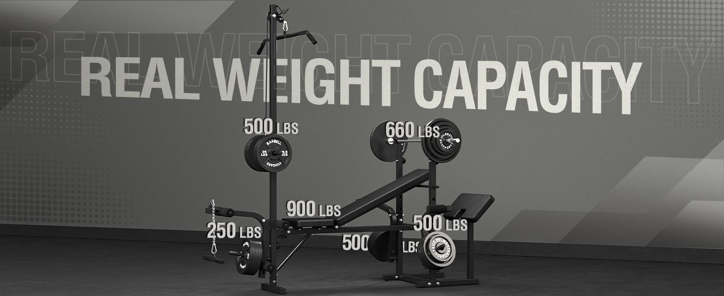 MIKOLO 8-in-1 Olympic Adjustable Weight Bench with Leg Extension/Curl | Multi-Functional Home Gym Equipment for Full Body Workout, Strength Training, Fitness Equipment for Men Women Barbell Rack Lat Pulldown BarMIKOLO