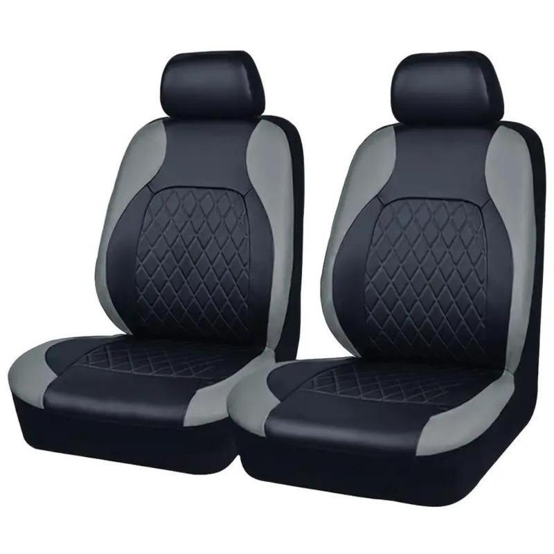 Front leather seat cover set, waterproof, durable, easy to install, car seat protectors with tire mark details, universal fit for most cars, trucks, SUVs, auto interior accessories