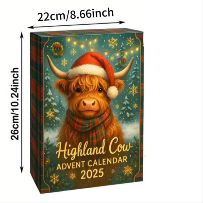 2D Graphic Design, 2025 24 Days of Christmas Countdown Calendar with 24 Collectible Mini Cows - Scottish Theme Christmas and Halloween Countdown Calendar, 1-24 Numbered Doors, Daily Cow-Shaped Display, Christmas Decoration 2D Graphic Design, 2025 24 Days of Christmas Countdown Calendar with 24 Collectible Mini Cows - Scottish Theme Christmas and Halloween Countdown Calendar, 1-24 Numbered Doors, Daily Cow-Shaped Display, Christmas Decoration