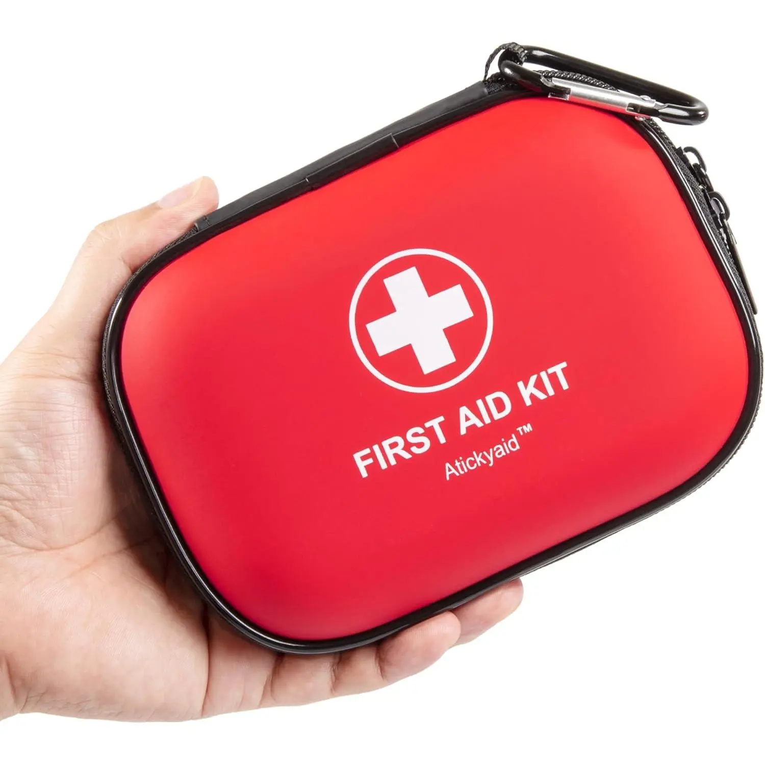Sports Mini First Aid Kit - 120 Piece Small Waterproof Hard Shell Medical Kit for Car, Home, Office, Travel, Camping, Sports, Outdoor, School - Emergency First Aid Supplies and Survival Kit (Red)