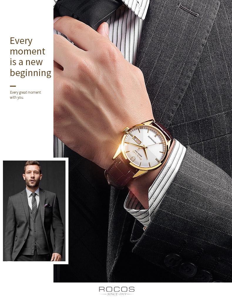 ROCOS Luxury Fully Automatic Mechanical Watch | High-End Stylish Design, Waterproof & Durable, Men's Minimalist Elegance, Showcasing Exceptional Taste