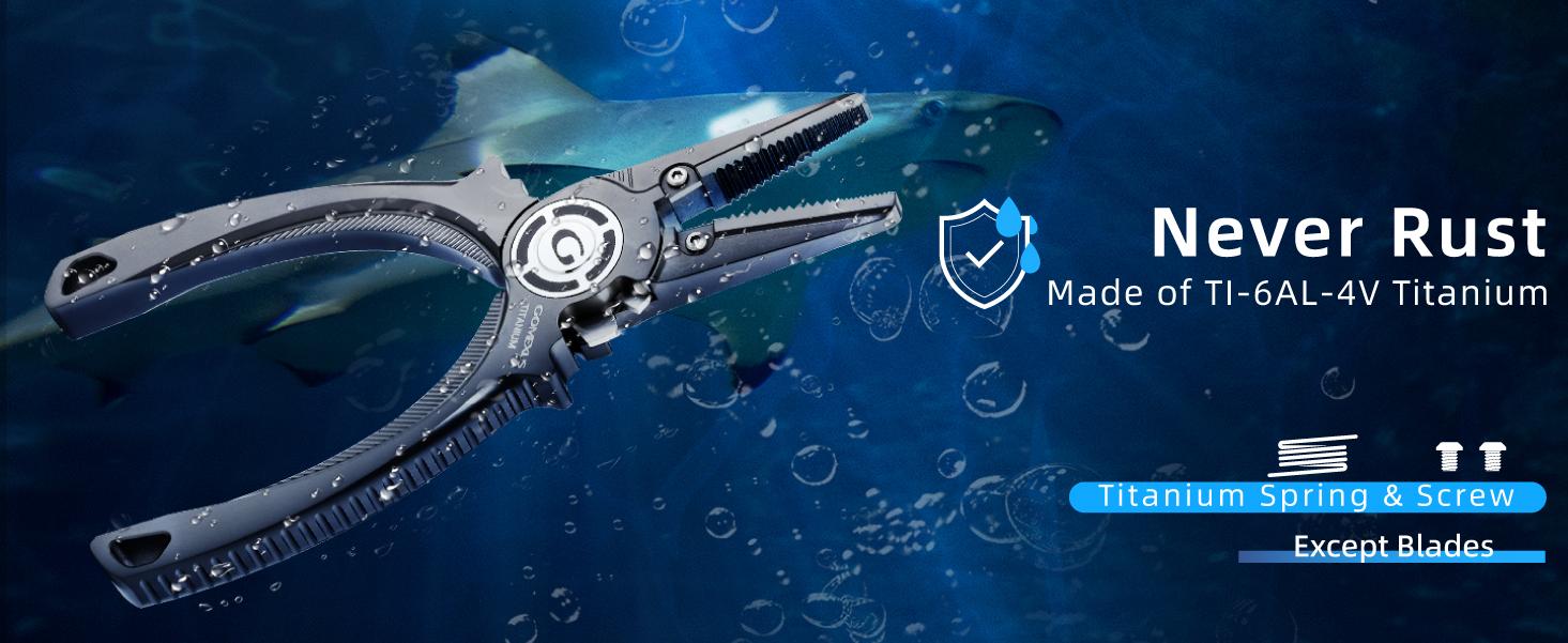Gomexus Offshore Plier X Titanium Fishing Pliers 7.5'', Dual Cutter, Heavy-Duty, Never Rust
