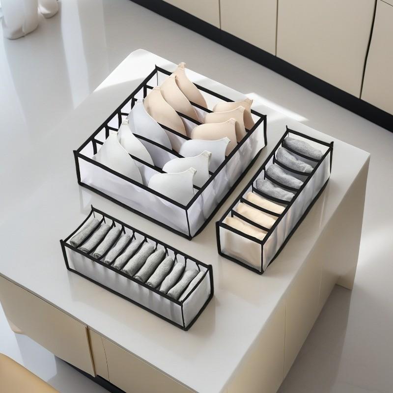 1Pc Foldable Grid Drawer Storage Box-multifunctional Breathable Underwear and Socks Storage Box, Multi-compartment Design, Space-saving Wardrobe Finishing Artifact, Ladies Fashion Accessories Clothing Storage Box