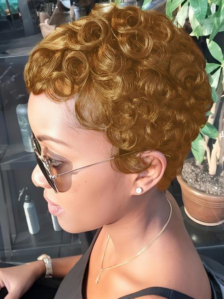 Curly Pixie Cut Wig Short Bob Wig for Women 100% Human Hair Wig 99J 4# Natural Color Finger Wave Full Machine Made Wig Pixie Wigs Wavy Wigs Curly Pixie Cut Wig Short Bob Wig for Women 100% Human Hair Wig 99J 4# Natural Color Finger Wave Full Machine Made Wig Pixie Wigs Wavy Wigs