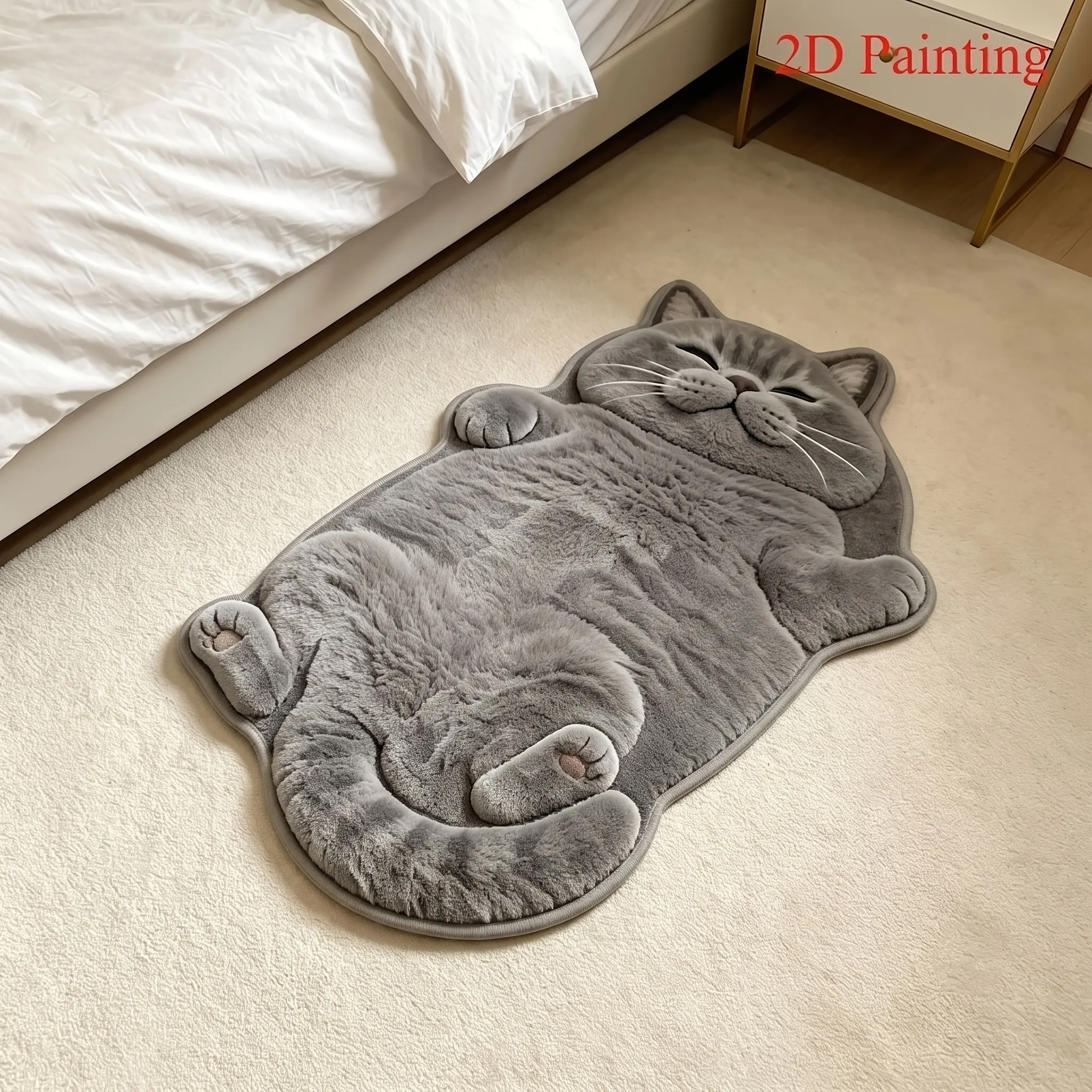 special-shaped cute lying down and sleeping British short cat carpet, fashionable and creative personality and artistic sense of home decoration living room carpet, bedroom bedside carpet, entrance entrance bathroom floor mat, exquisite gifts