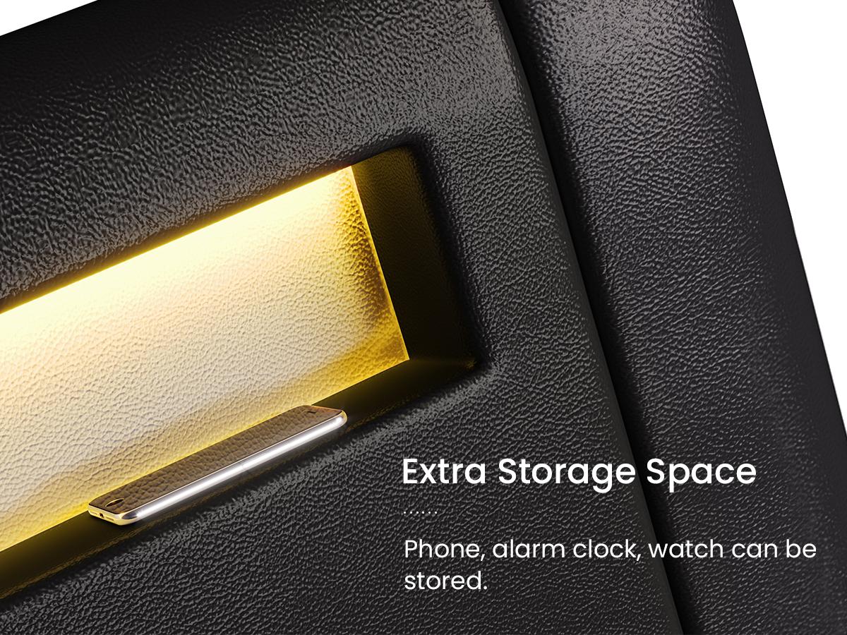 SHA CERLIN Deluxe LED Bed Frame with PU Leather Upholstered Adjustable Headboard,Modern Low Profile Sleigh Design,Heavy Duty Wood Slat Support,No Box Spring Needed,Full/Queen/King Size#ChristmasGifts#TikTokShopBlackFriday