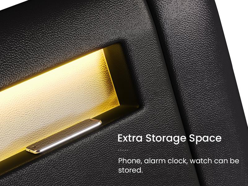 SHA CERLIN Deluxe LED Bed Frame with PU Leather Upholstered Adjustable Headboard,Modern Low Profile Sleigh Design,Heavy Duty Wood Slat Support,No Box Spring Needed,Full/Queen/King Size#ChristmasGifts#TikTokShopBlackFriday