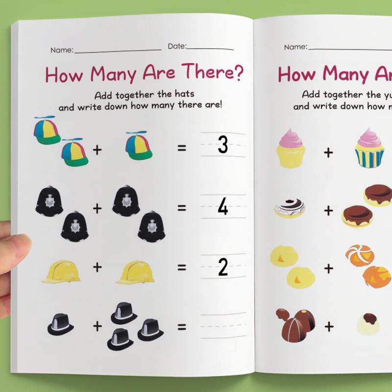 64 Page Math Practice Book, Repeated Tracing Numbers 1-10, Early Education Addition Subtraction, Cartoon Monster Theme, Easter Christmas Gift