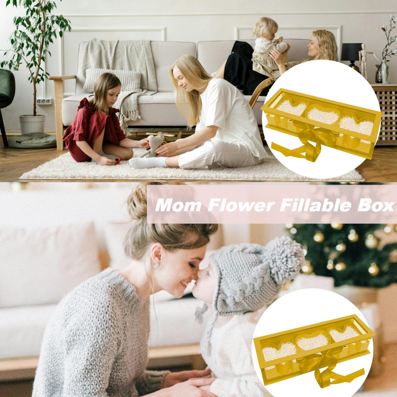 2 Pack Mother's Day Empty Flower Box Empty Gift Box Cardboard Letter Shaped Fillable Chocolate Strawberry Flower Gifts for Mother's Day