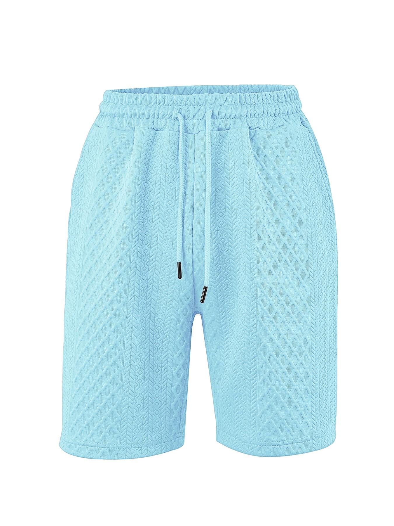 Men's Fashion Jacquard Gym Shorts, Casual Tie Waist Elastic Waist, Breathable with Pockets, Summer Beach Shorts