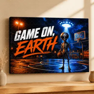 Out of This World Alien Poster – Surreal Sci-Fi Artwork, Midnight Extraterrestrial Wall Art, UFO Decor for Living Room, Bedroom, Office, Teen Room, Modern Aesthetic Canvas,wall decor,poster.