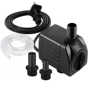 160GPH 600L/H 8W Ultra Quiet Submersible Fountain Water Pump, 3.94ft High Lift & 3.28ft Tubing, 2 Nozzles for Aquarium Fish Tank Pond Hydroponics Statuary