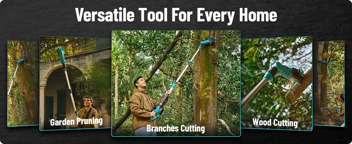 Seesii Electric Pole Saws for Tree Trimming, 10 Inch & 8 Inch Cordless Pole Chainsaw Bars with Extendable Rod (Up to 9.2ft), Auto Oiler, 4000mAh Battery Powered Tree Pruner for Bush & Branch Cutting CHT10 #TikTokShopBlackFriday
