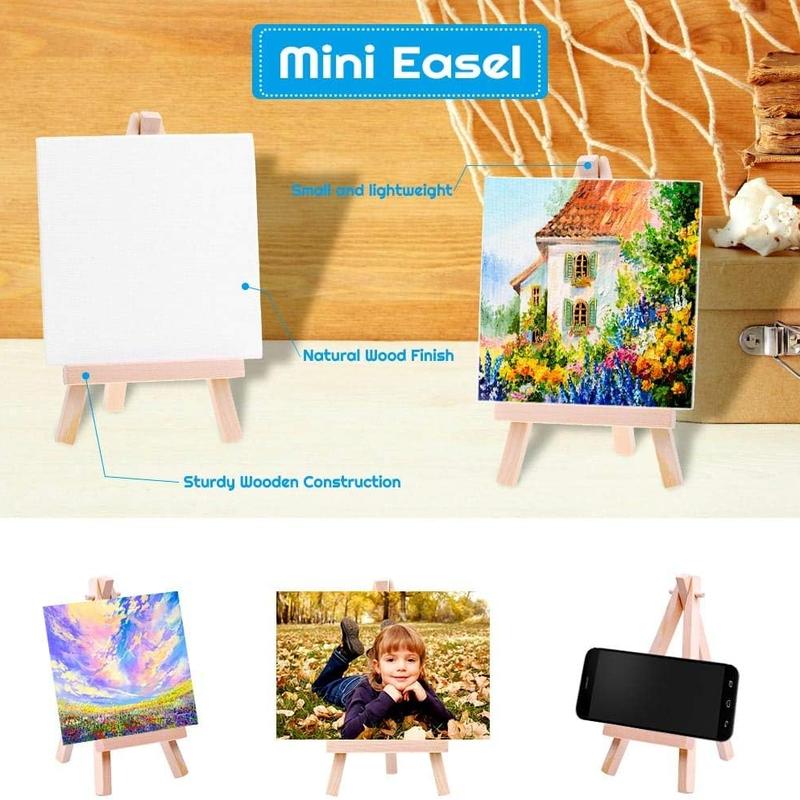 Mini Canvas Set 16pcs/18pcs, Small Art Canvas with Mini Easel, 4x4 Inch Artist Canvas for Adults Kids Party Craft Activities