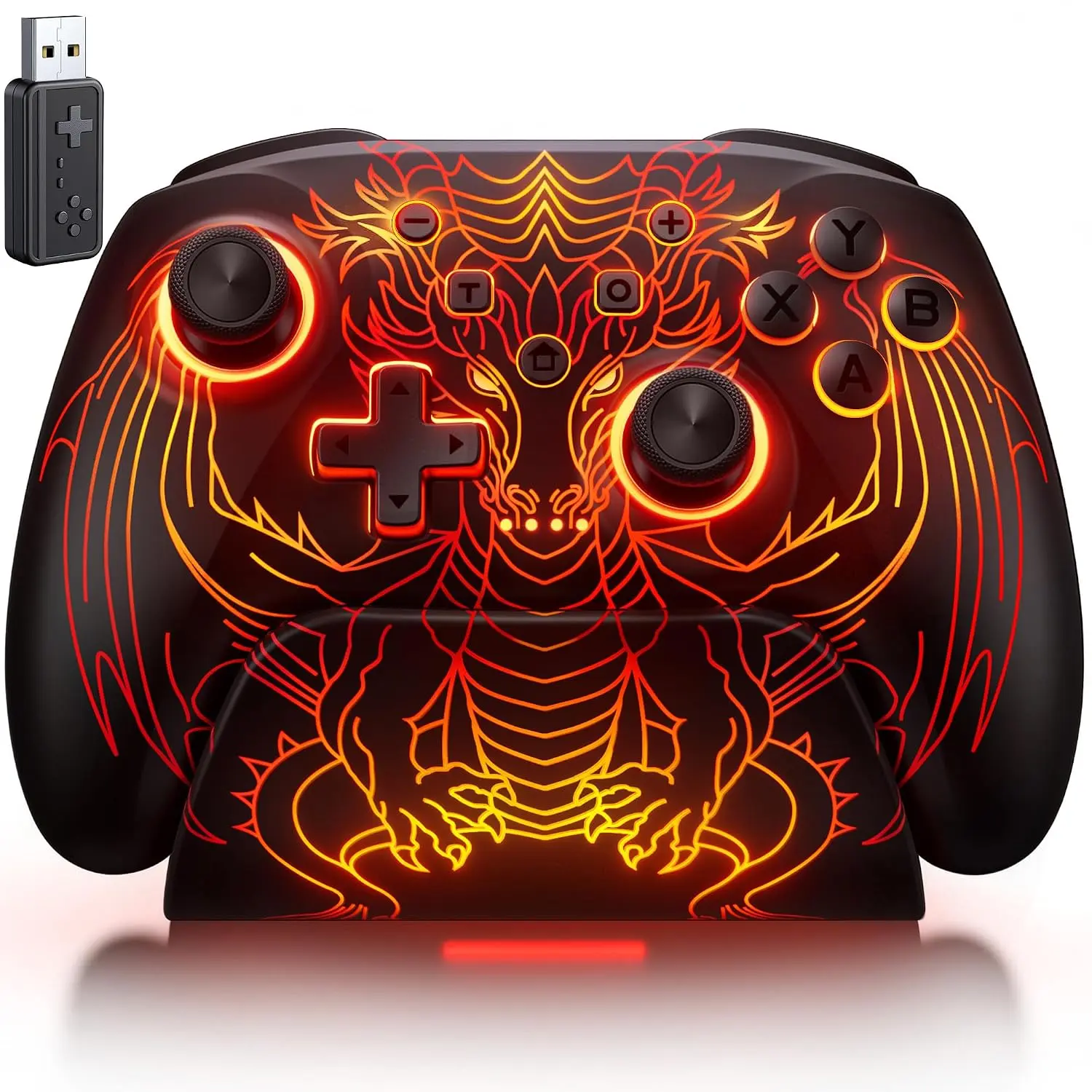 PC Controller with Hall Effect Joysticks & Trigger,  PC Gaming Controller with  Dock & RGB Design, 1000Hz Polling Rate, No Drift, Programmable  Buttons, Turbo, Gaming Controller for Windows PC//Android/iOS