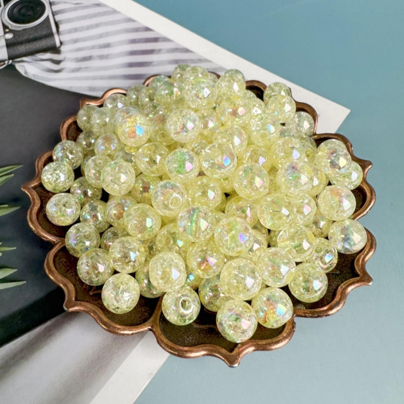 8mm/10mm Glitter Bead (100pcs/set), DIY Bead Charm Accessory for Necklace & Bracelet & Phone Bag Pendant, Jewelry Making Supplies for Women & Teenager