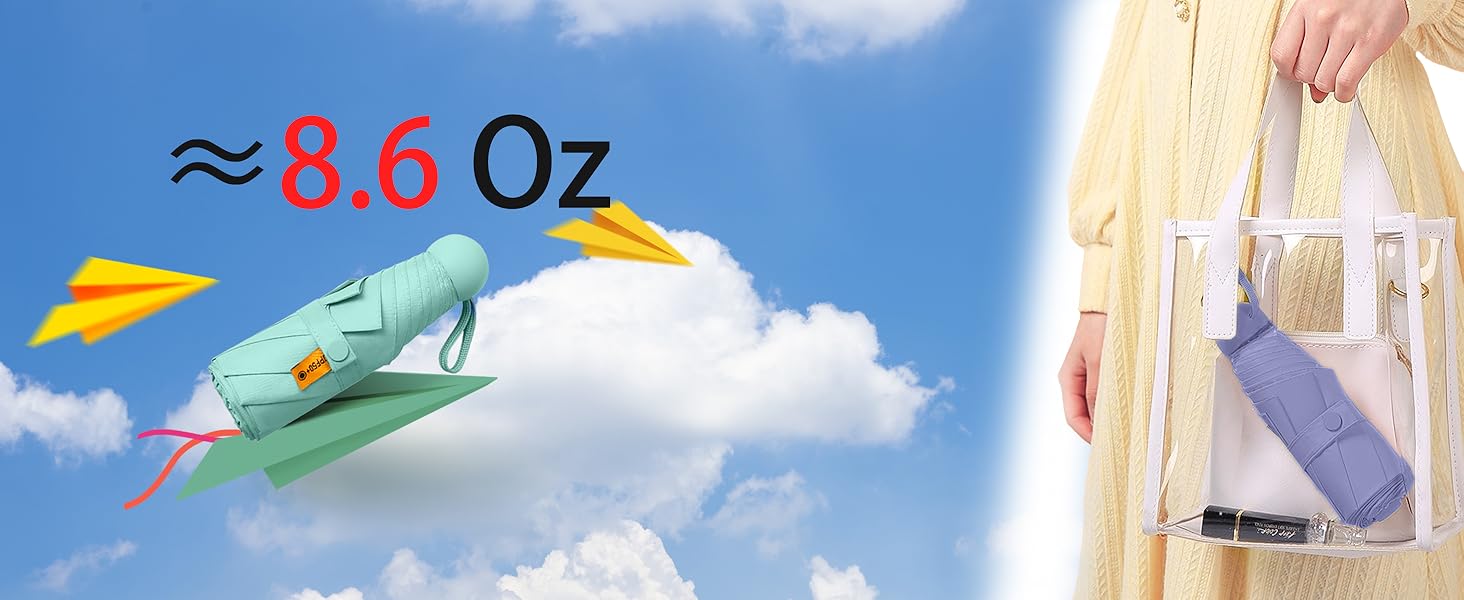 Travel Essentials Mini Umbrella for Purse With Case Small Compact UV Sun Protection Lightweight Tiny Pocket Manual Open Close Umbrella for Women Kids and Men Fit Purse Backpack