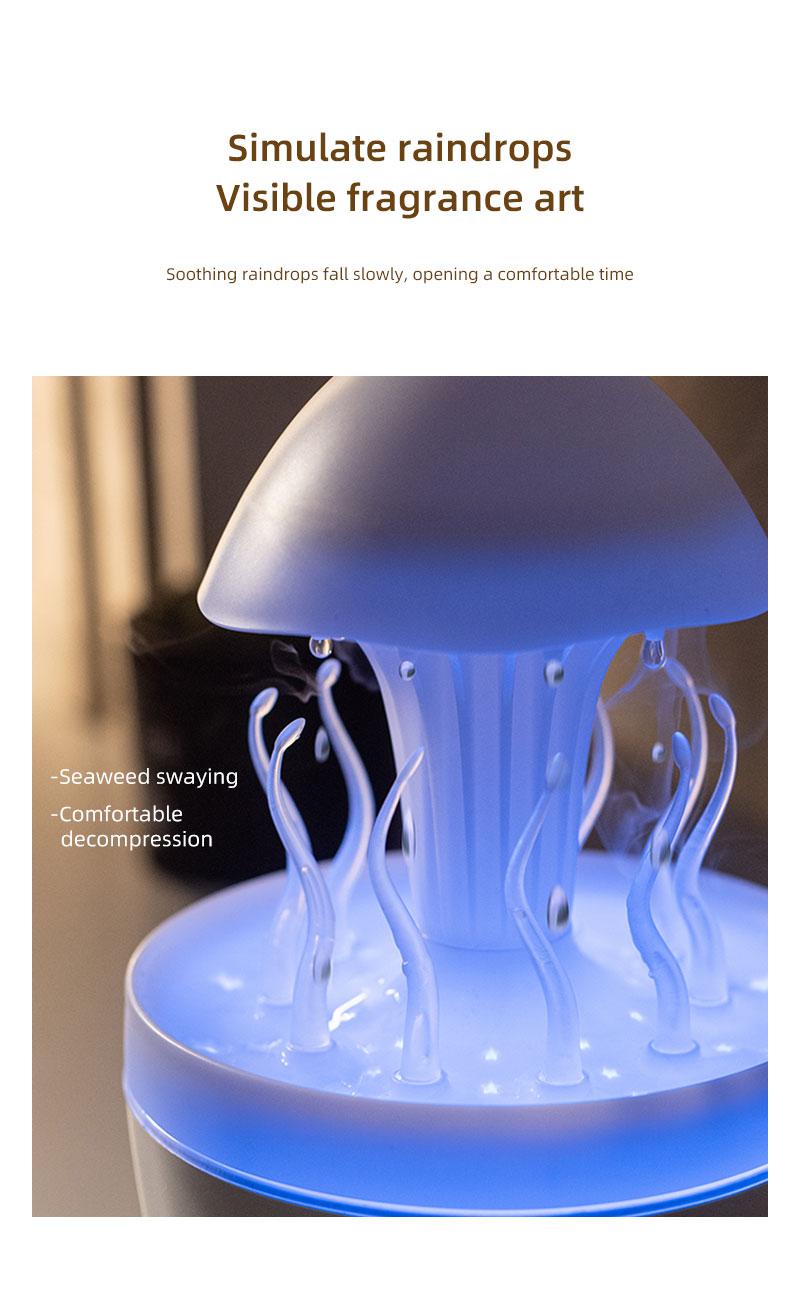 Rotating raindrop aromatherapy machine household colorful night light desktop mushroom water grass air humidifier with remote control diffuser