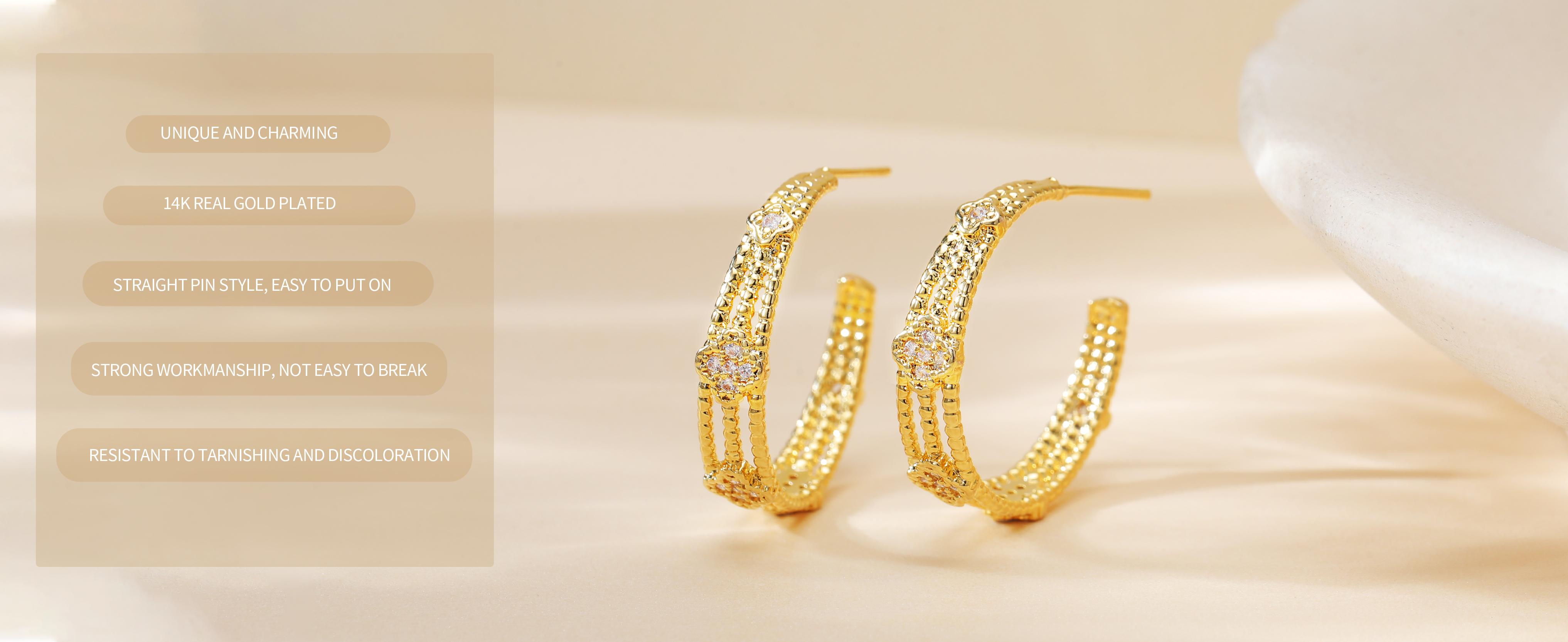 925 Sterling Silver Post Chunky Gold Hoops, CZ Gold Plated Hypoallergenic Stud Earrings for Women Trendy