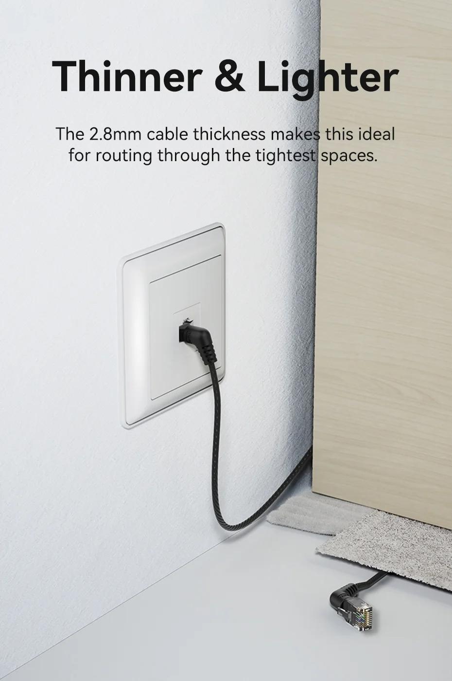 Vention CAT6A Ethernet Cable 10Gbps 90/360 Degree Rotation CAT 6A Slim Networking Internet Lan Cord for PC PS4 Router RJ45 Cable 0.5m 1m 2m 3m 5m 1.5m