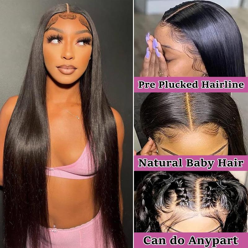 Yawawe Hair 28/30inch 13x6 Lace Frontal Wigs human hair 7x5 Wear Go Glueless Straight lace front human hair wig For Women Medium Size Cap Pre-plucked Pre-bleached Transparent Lace Wigs With Baby Hair Customizable