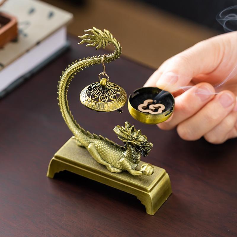 Metal Dragon Incense Burner, Zen Feng Shui Decorative Item, Ideal for Meditation, Yoga, Spa, Home Decoration, Perfect Gift