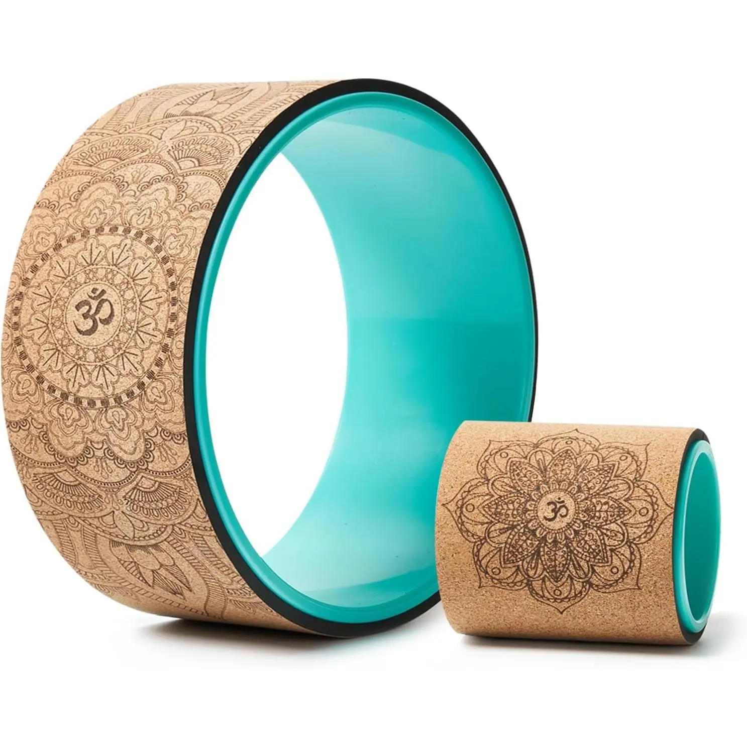 Yoga Wheel Set Upgraded Back Wheels for Pain Relief & Stretching Strongest Back Roller for Deep Tissue Massage Improving Yoga Poses Backbend (CORK)