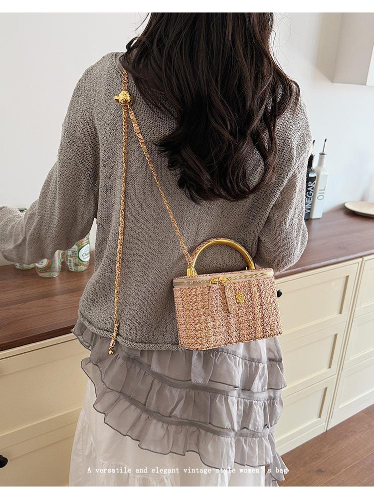Korean Style Tweed Box Crossbody Bag | Elegant Light Luxury Shoulder Purse | Versatile Chic Handbag for Women