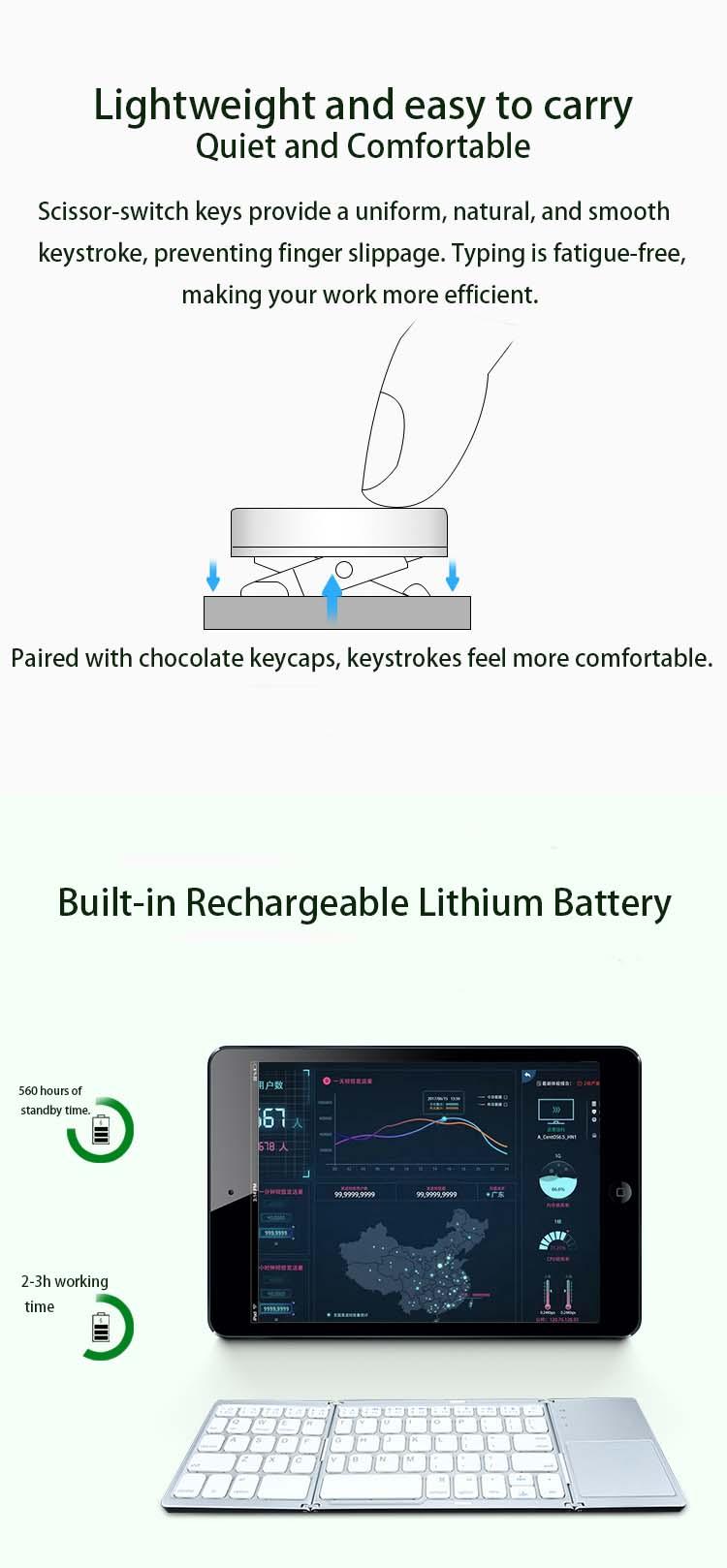 【B033 Bluetooth Foldable Keyboard】Ultra Light Compact Triple Folding with Touch Bar Ergonomic Multi-system Compatible All Anbernic Game Console / PC / Laptop / IPad / Cellphone ( Windows / iOS / Android / Mac )