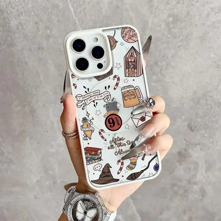 Wizarding Whimsy Transparent Crystal Magnetic MagSafe Cellphone Case - Slim Fit, Shockproof, Magnetic Close Casing Cover with Protection for iPhone 17/16 Pro Max,15 Pro,14,13,12 Mini,11,XR,XS Plus,SE (Wireless Charging Compatible)