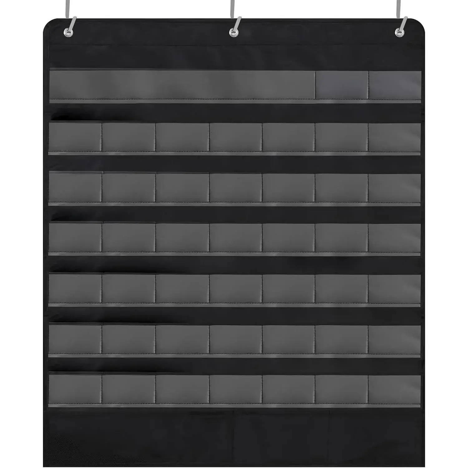 Large Classroom Calendar Pocket Chart, 45 Pockets Only Chart, Black | 28 x 24.5 In Calendar Circle Time Board for Classroom, Preschool School for Kids with Clear Pockets and Hooks Wall Decor