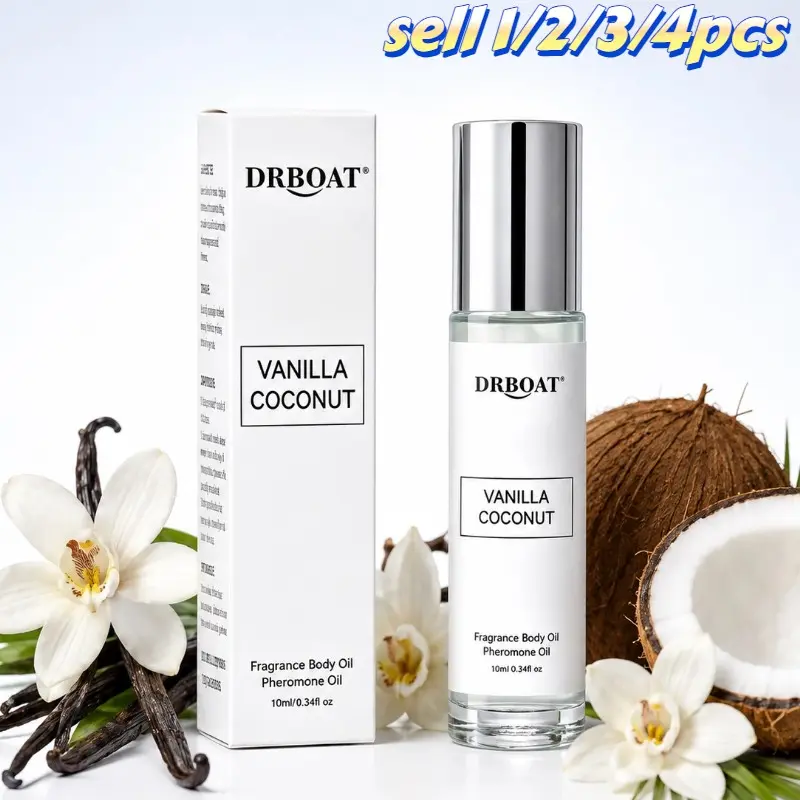 10ML Vanilla Coconut Pheromone Oil - Roll On Gourmand Perfume Oil, Warm Eau de Toilette for Men and Women, Breezy Fragrance Oil Dating, Summer Outing or Seaside Walking Use, Oil Based Cologne