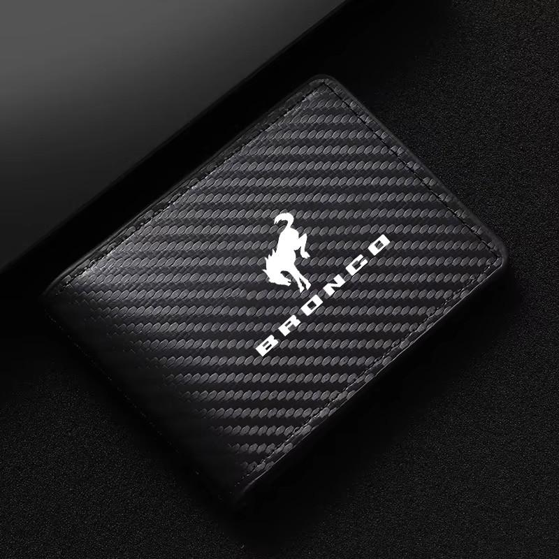 Carbon Fiber Texture License Plate Durable Wallet for Bronco, Holds Driver's License, ID Card, Bank Cards, Cash, Practical Car Gift for Enthusiasts