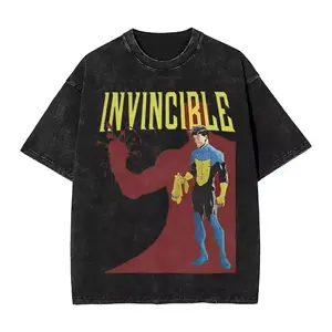 2026 Retro Invincible Cartoon Comic Washed New Arrival Mens Clothes Tee Shirt Homme Graphic T-Shirts Men Tshirt for Men Ropa