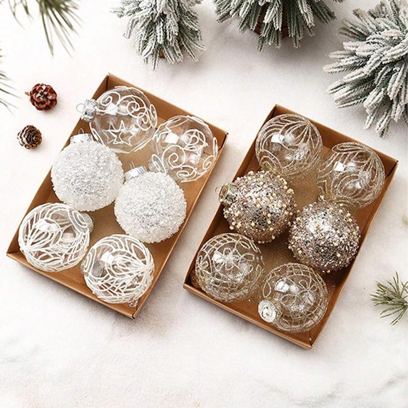6PCS/Set Christmas Balls Ornaments Xmas Balls Decoration, Shatterproof Christmas Balls Ornaments for Christmas Tree DIY. Painting & Glittering Hanging Ball for Party Event Home Ornaments