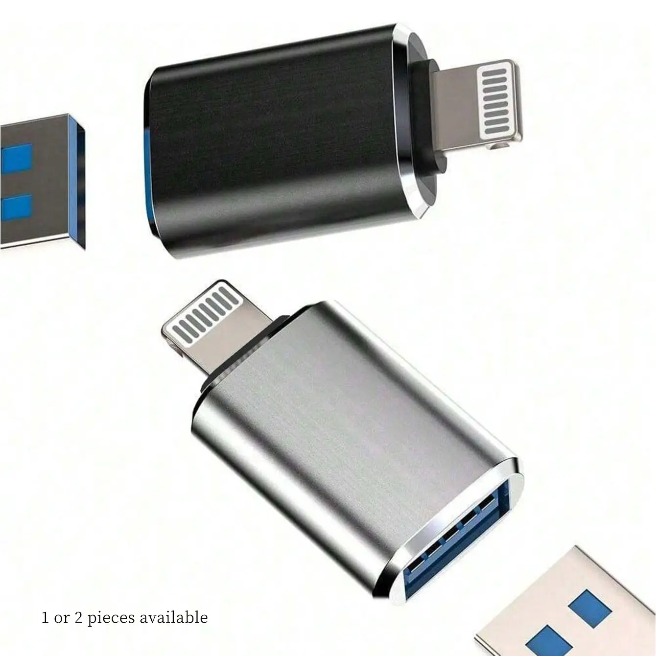 1-2 OTG adapters, Lightning male to USB female, compatible with iPhone 14/13/12/11/XS/XR/8/7/6, can connect to cameras, USB flash drives, mice, keyboards, etc, Versatile Connectivity USB to Type-C adapter 3.0, suitable for Apple and Huawei devices