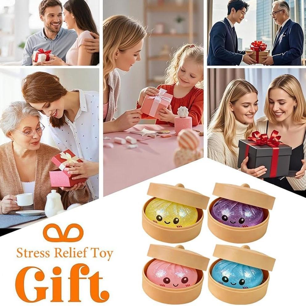 1 PCS Glitter Dumpling Squishy, Rare Glitter Dumpling Stress Ball, Colorful Dumplings Stress Balls Fidget Sensory Toy, Anxiety Squishies, Fidget Cube Stress Relief, Bun Stress Relief Fidget Low Rising, Squishies Dumpling Toys for Teens & Adults